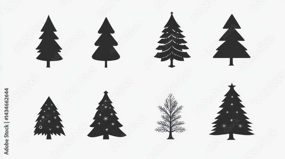 Obraz premium Christmas Tree Silhouettes Collection (6)