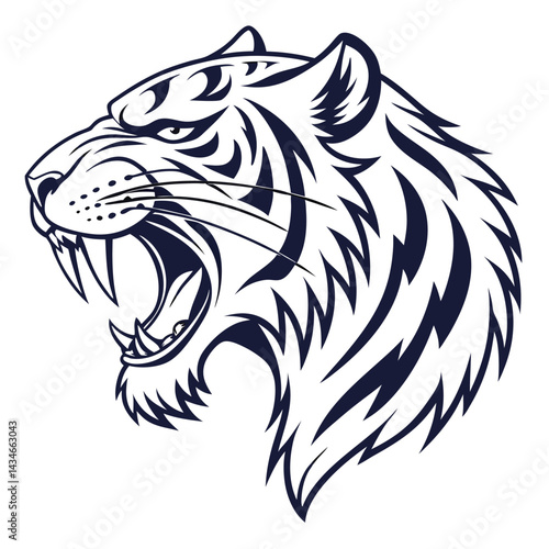 Angry tiger head graphic