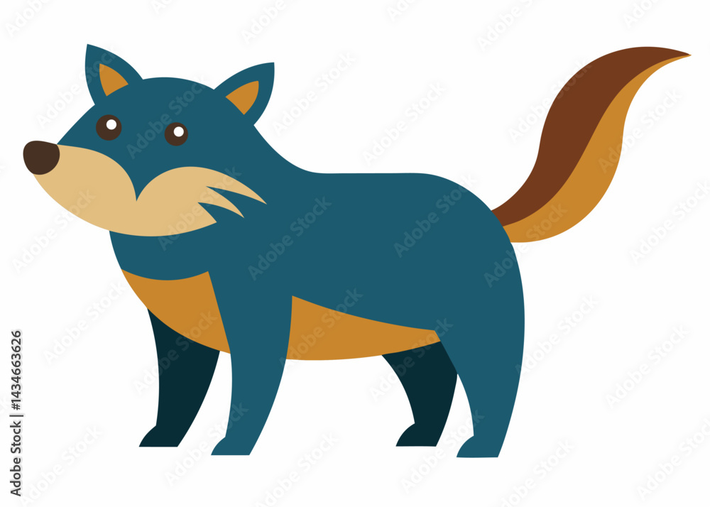 Obraz premium Animated Fox: An illustrated fox with striking blue fur and a playful demeanor stands confidently. Its design embodies the charm and allure of this iconic animal.
