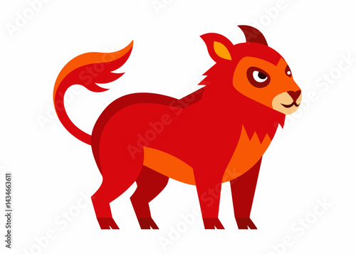 Fiery Creature Illustration: A vibrant, stylized illustration showcases a mythical creature, blazing with fiery colors, exuding an aura of magic and mystique.