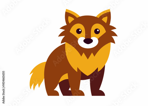 Cartoonish Fox: A charming fox illustration, portrayed in a friendly and approachable style, sitting upright and gazing at the viewer with a curious, delightful expression.