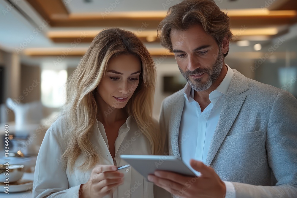 Professional Collaboration Business Partners Reviewing Data on Digital Tablet Professional Collaboration Business Partners Reviewing Data on Digital Tablet