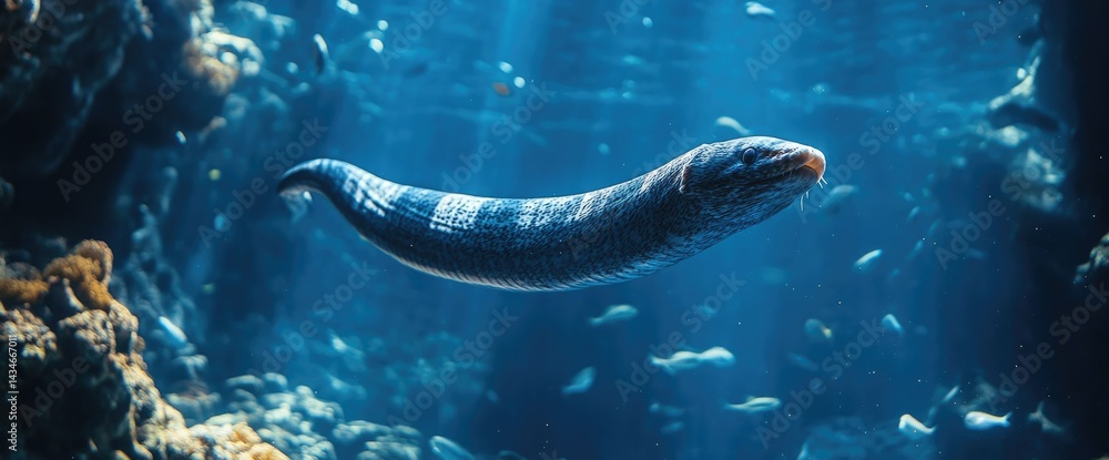 Obraz premium Eel swimming gracefully in underwater world marine life aquatic animal