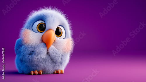 Cute parrot posing on a vibrant purple background