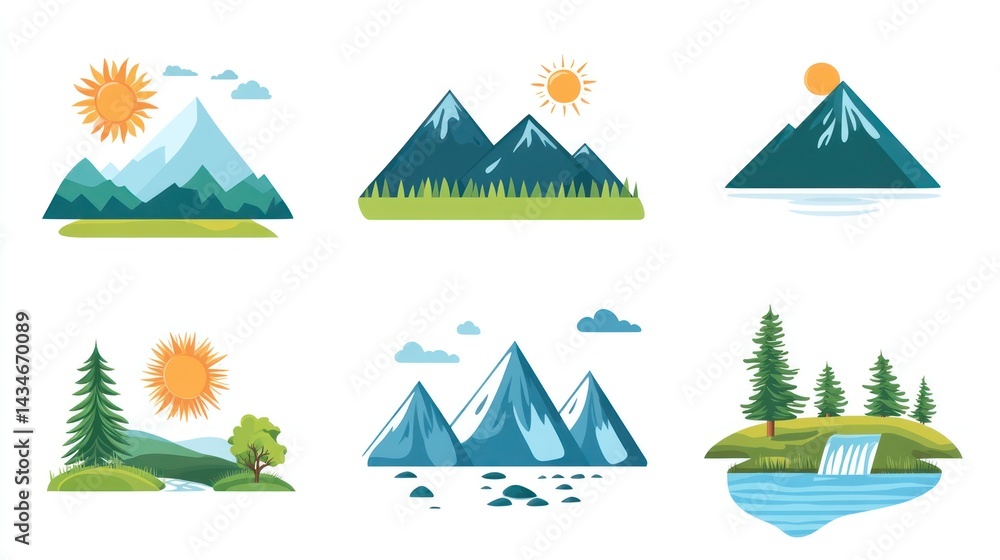 Mountain Landscape Icons Set (1) Mountain Landscape Icons Set (1)