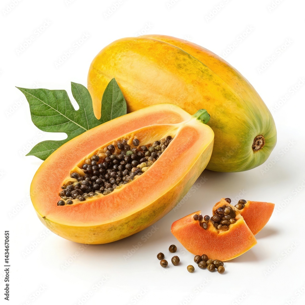 papaya isolated on white papaya isolated on white