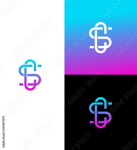 Modern Abstract Gradient Letter SC or CS Logo Design Concepts