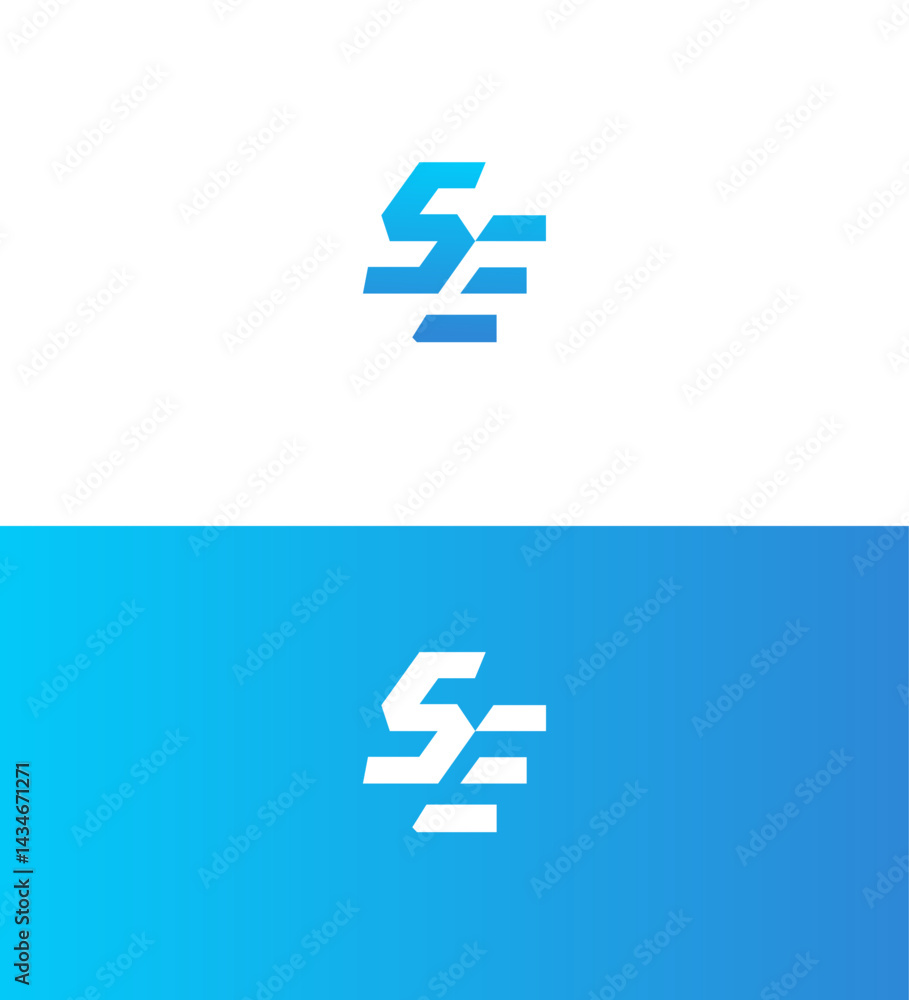 Fototapeta premium Abstract Blue Gradient Letter SE Logo Design Variations