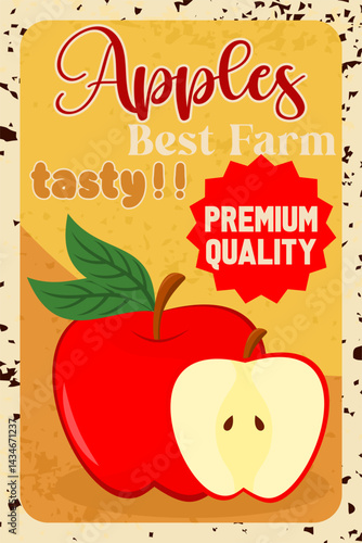 Colorful Apple label poster vector illustration