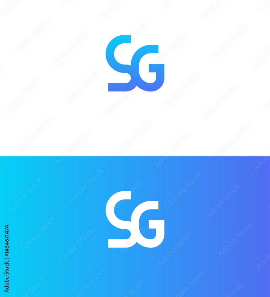 Obraz premium Modern Blue Gradient SG Initials Logo Design Concept