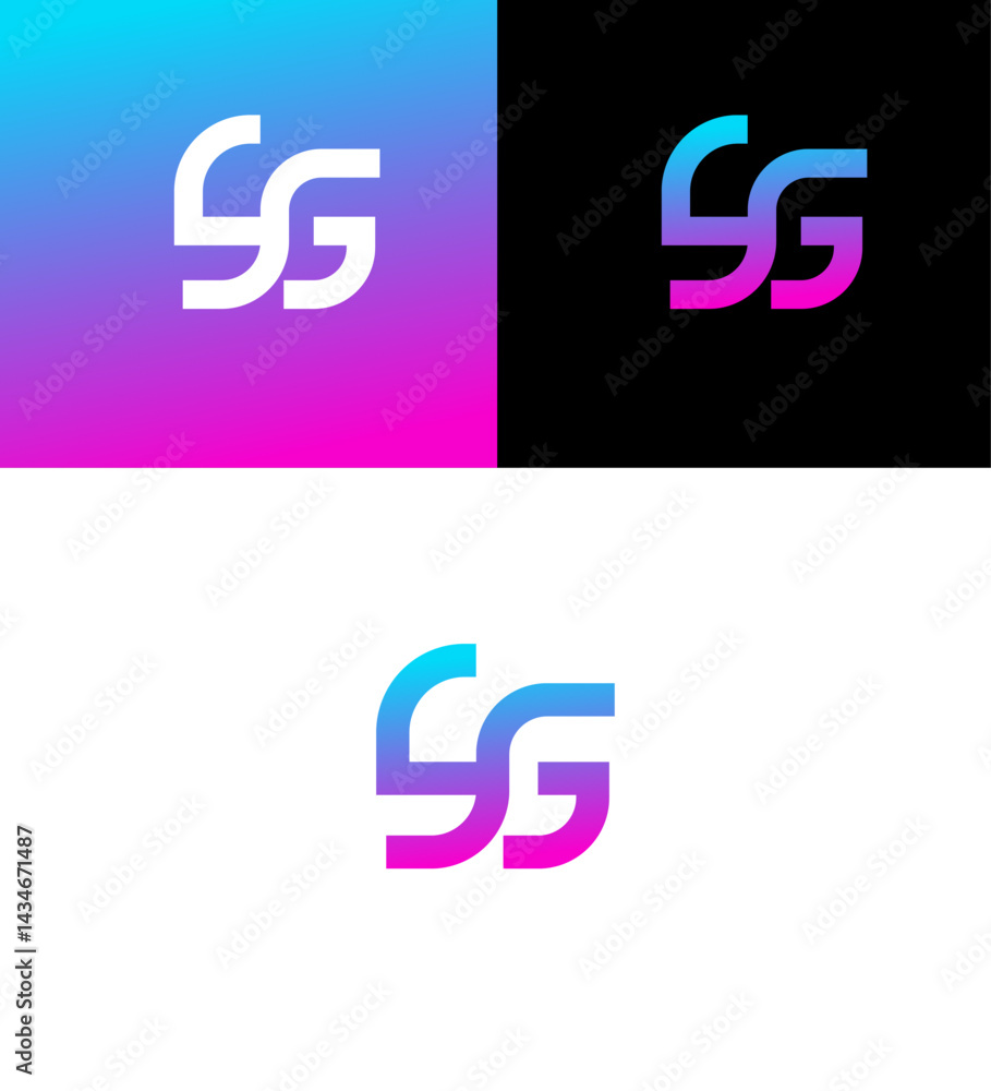 Abstract Double SG Letter Logo Design Gradient Colors Branding Abstract Double SG Letter Logo Design Gradient Colors Branding