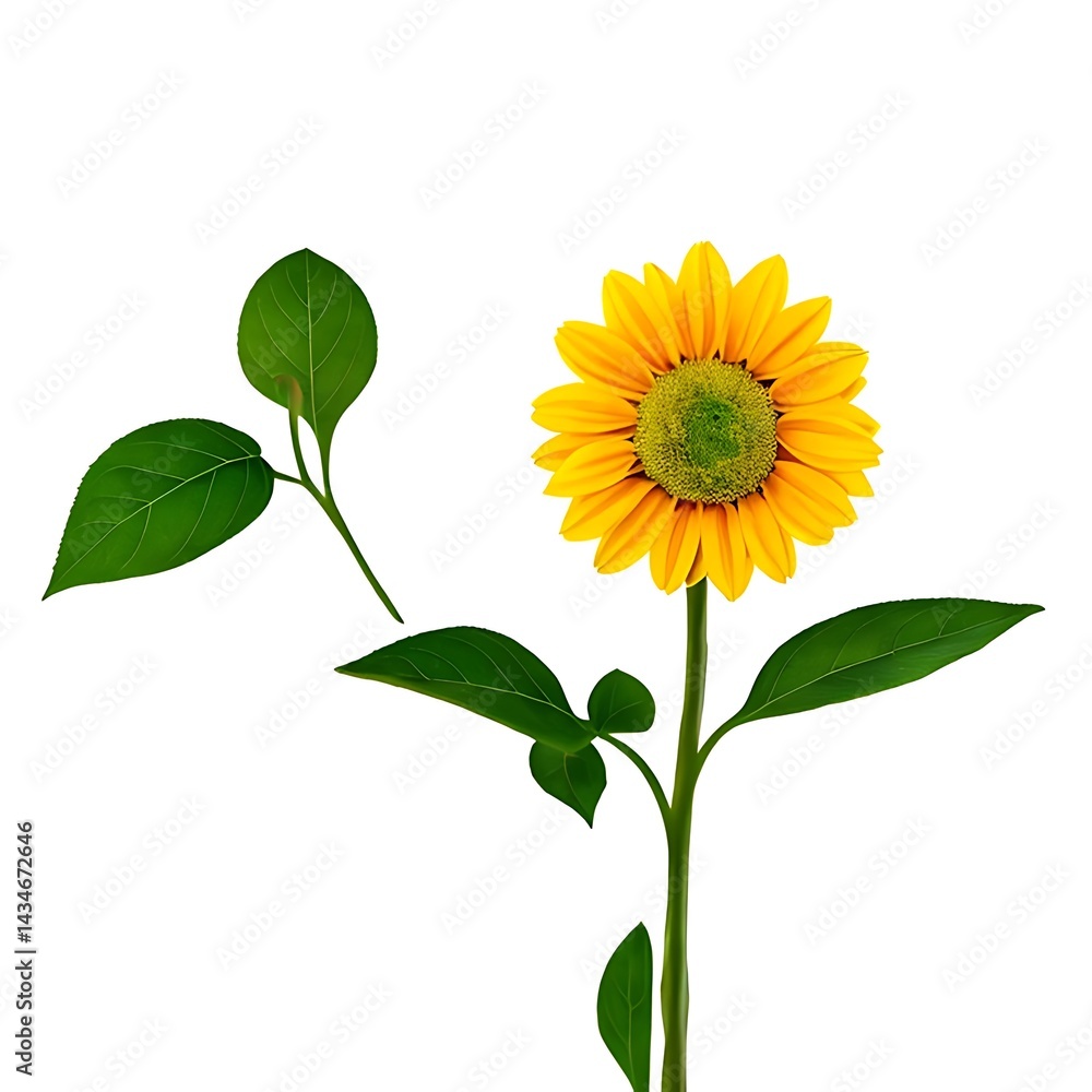 Fototapeta premium Fresh Sunflower on White Surface