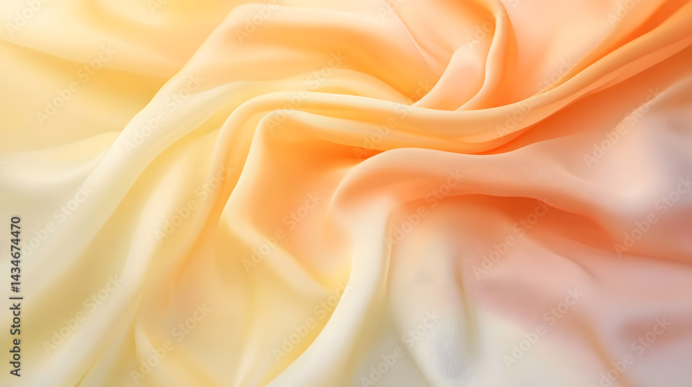 Obraz premium Sun-Kissed Silk: A sensual and tactile abstract image of a luxurious silk fabric draped in soft, warm tones, evocative of sunset hues and the gentle caress of sunlight.