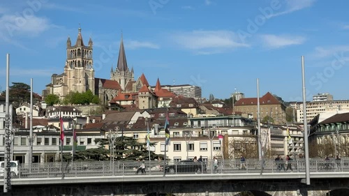 Wallpaper Mural Lausanne, Switzerland - View of Lausanne Cathedral, Notre Dame of Lausanne, gothic architecture, walking tour through Lausanne in French Switzerland Torontodigital.ca