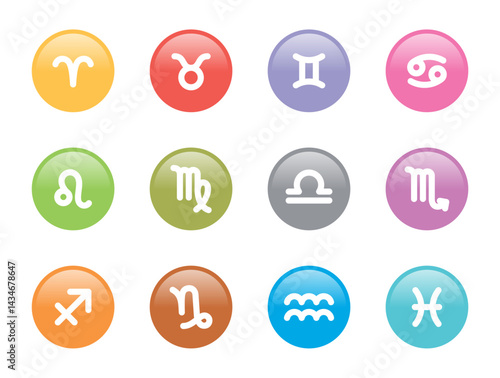 vector icons of 12 zodiac signs. constellation, astrology, symbol