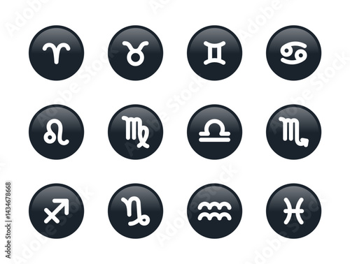 vector icons of 12 zodiac signs. constellation, astrology, symbol