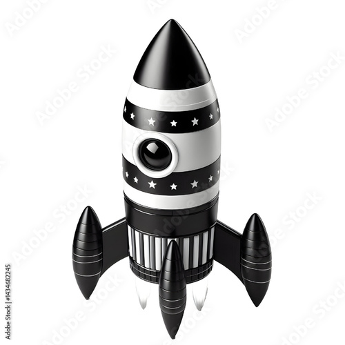 3D toy rocket isolated on white background