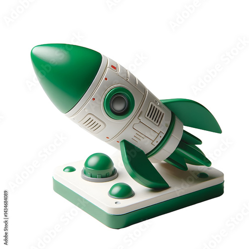 3D toy rocket isolated on white background