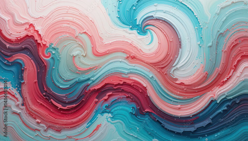 Fototapeta premium Dynamic, textured abstract art piece featuring a variety of colors blended together in swirling patterns.