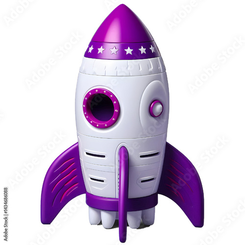 3D toy rocket isolated on white background