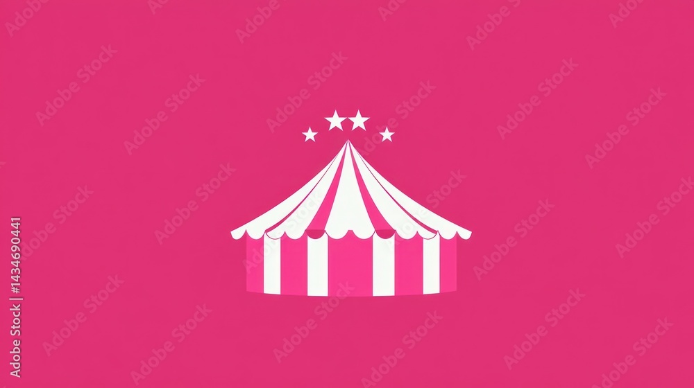 Obraz premium Pink Circus Tent on Solid Background