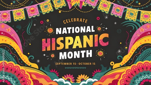 National Hispanic Heritage Month Poster Banner Flat Illustration