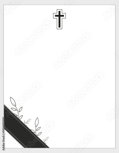 Funeral Invitation Template Understated and respectful design ready for customization Black ribbon