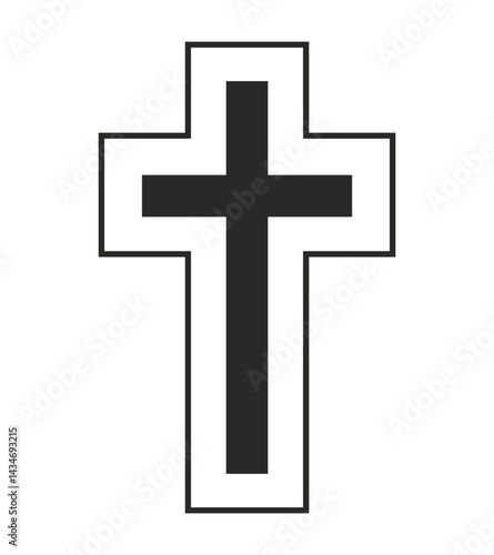 black church cross on white background