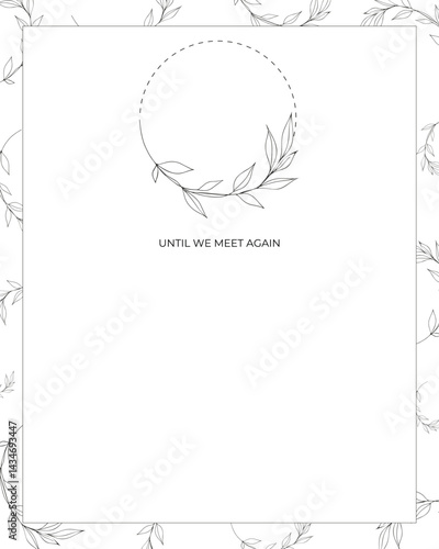 Funeral empty card Until we meet again text Photo frame with leaves