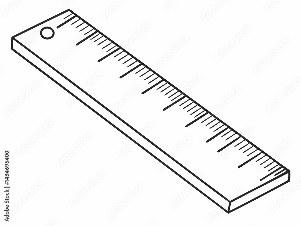 Ruler Illustration in Black and White for Measurement and School Use Ruler Illustration in Black and White for Measurement and School Use