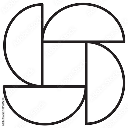 Rotating Half Circle Geometric Brutalist Shape