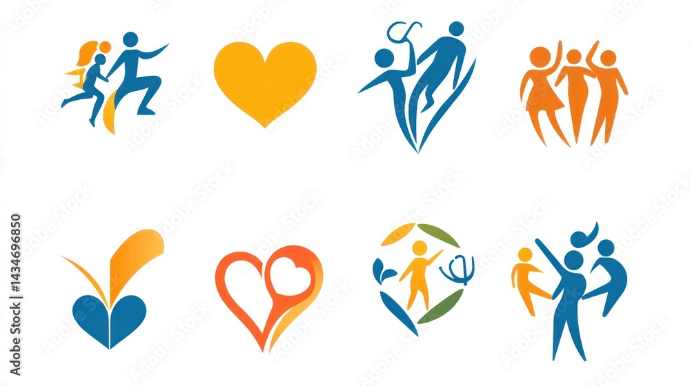 Obraz premium Colorful Family Icons Collection