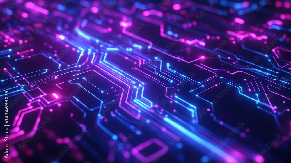 Fototapeta premium Abstract illustration of illuminated circuit pathways.