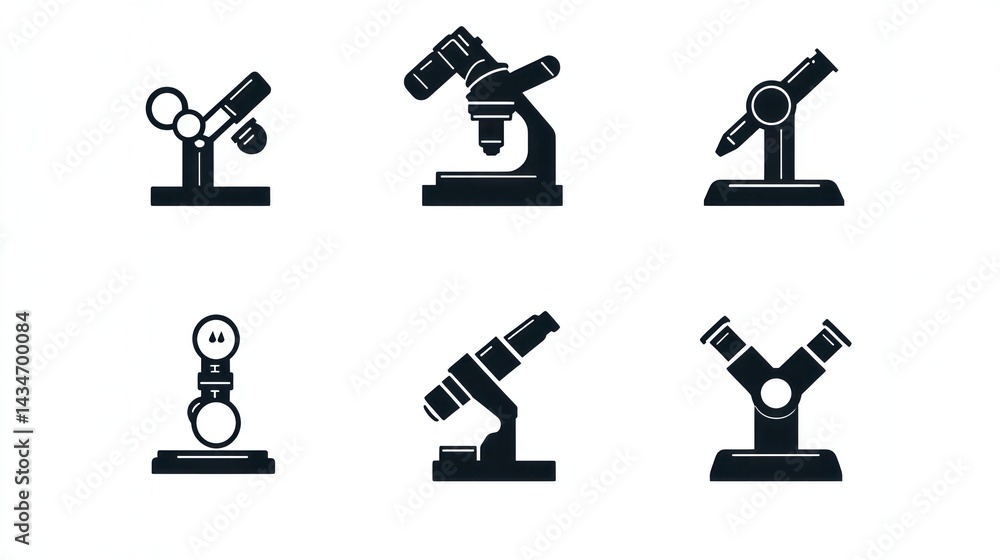 Obraz premium Microscope Types, Laboratory Icons