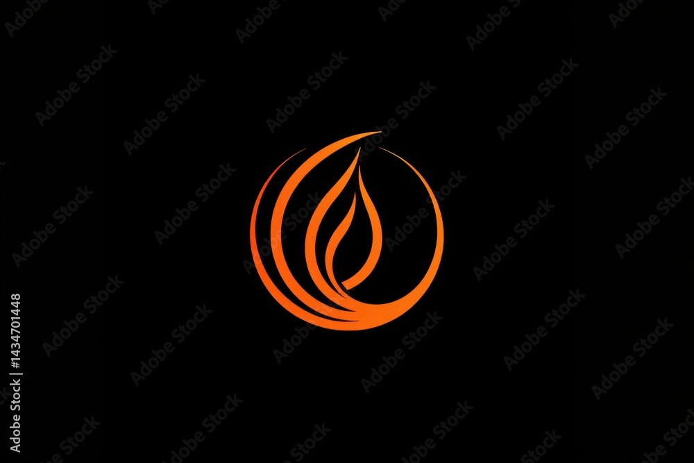 Abstract fire flame circle design, dark background, energy concept, logo design Abstract fire flame circle design, dark background, energy concept, logo design