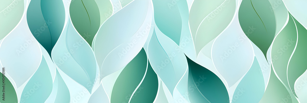 Fluid Leaf Pattern with Subtle Gradient Transitions in Aqua and Green Tones Fluid Leaf Pattern with Subtle Gradient Transitions in Aqua and Green Tones