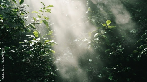 Radiant Sunlight Filtering Through Lush Green Foliage in a Serene Natural Environment