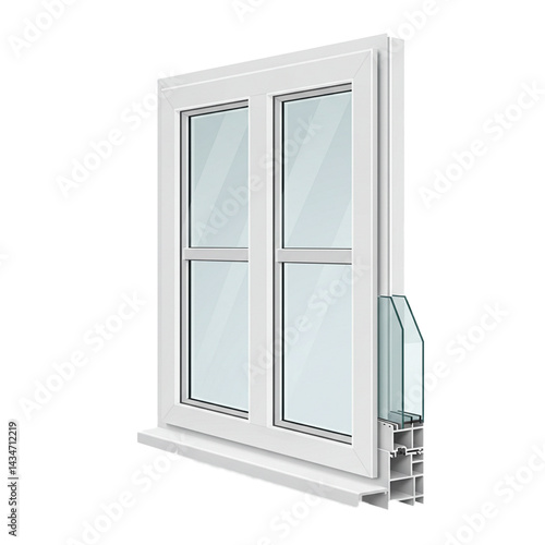 White PVC window vector isolated on white background 