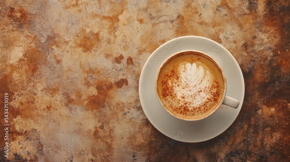 Fototapeta premium Cappuccino, heart art, cafe, marble, autumn