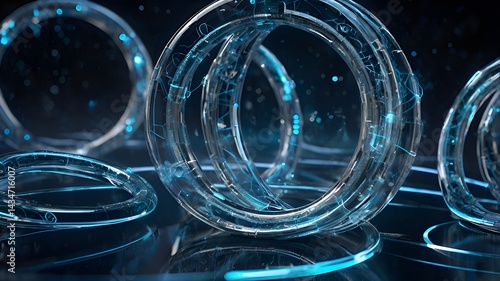 Decentralized Financial Network with Floating Glass Rings and Light Trails