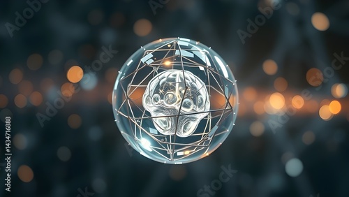 Artificial Intelligence - AI Sphere with Metallic Wires in Energy Field