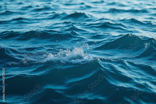 close up of a blue ocean with a wave in the water
