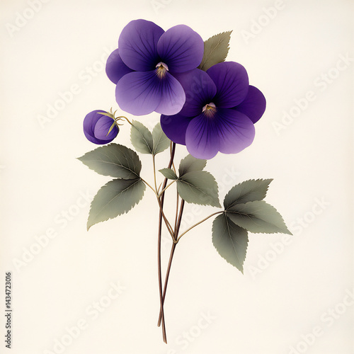 antique violet botanical print,