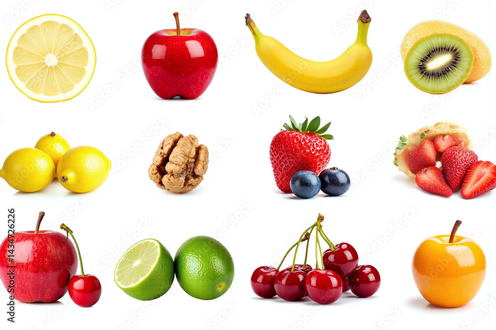 collage of different fruits and vegetables on a white background collage of different fruits and vegetables on a white background