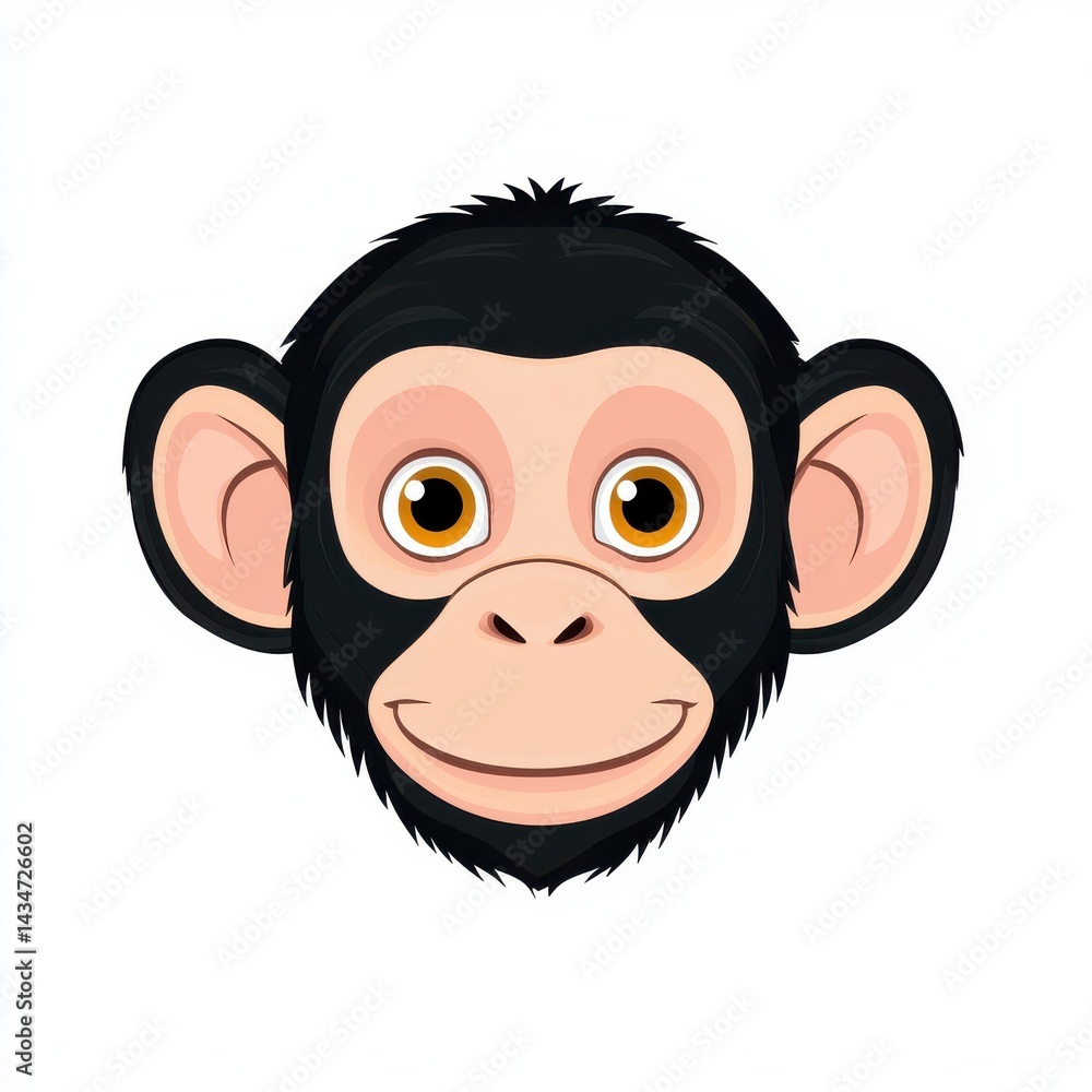 Obraz premium Cartoon illustration of a monkey with pink cheeks and yellow eyes
