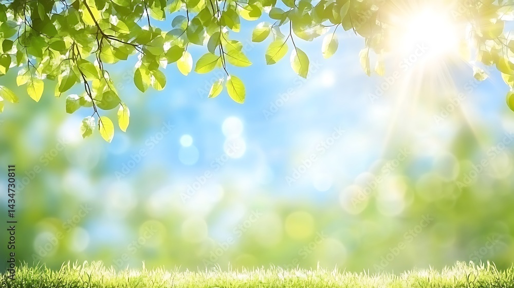 Radiant Sunlight Bursting Through Verdant Canopy in a Serene Backdrop Radiant Sunlight Bursting Through Verdant Canopy in a Serene Backdrop