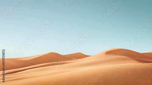 A desert landscape with a blue sky in the background