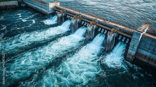 Innovative Hydro Turbine Technology in Action at a Dam with Flowing Water and Powerful Energy Generation