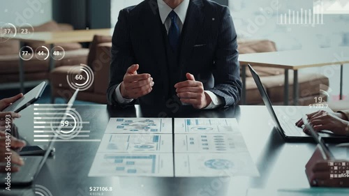 Group of business people meeting and statistical data concept