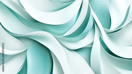 Wallpaper Mural Abstract design of swirling mint and white ribbons. Torontodigital.ca